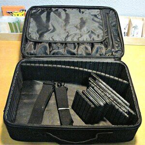 Large Makeup Crafts Storage Bag Case Zip Movable Compartments Strap Black Travel